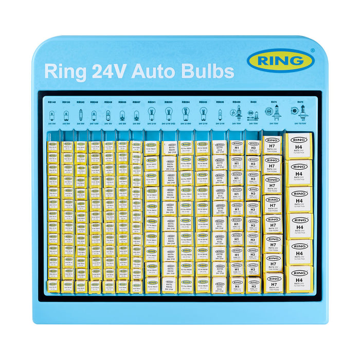 Ring Automotive 24v Single Box Bulb Stand Complete with 174 Bulbs.
