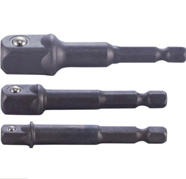 Trident 3 Piece Power Tool Socket Adaptor Set 1/4, 3/8 & 1/2 Drive