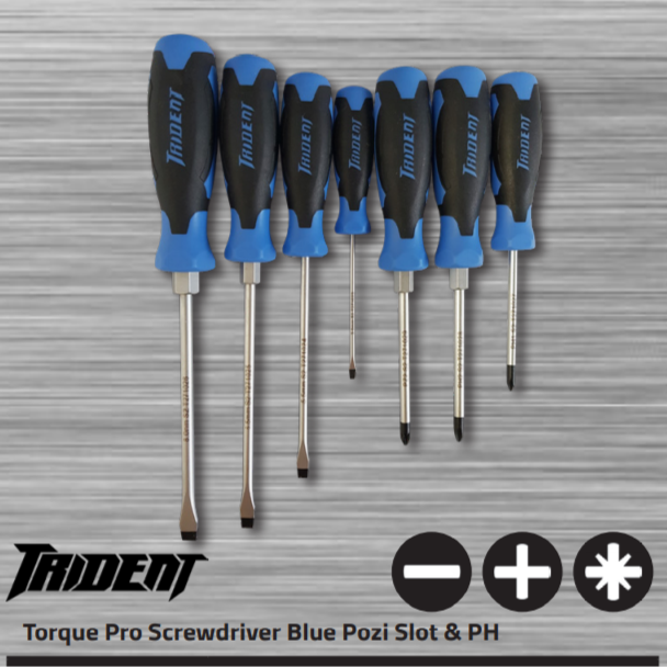 Trident  7 Piece Set Torque Pro Screwdriver  Pozi Slot + PH T2710