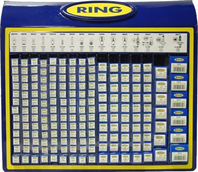 Ring Automotive 12v Single Box Bulb Stand Complete with 180 Bulbs.