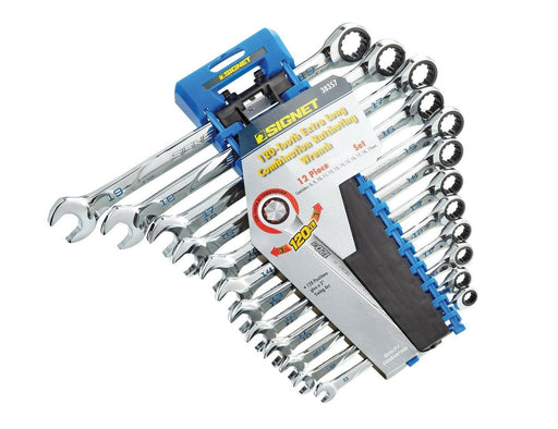 12 Piece Extra Long Combination Ratcheting Spanner Set Metric 8 - 19mm S38357