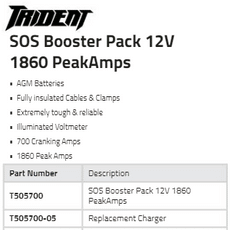 T505700 Trident SOS Booster Pack 12V 1860 PeakAmps